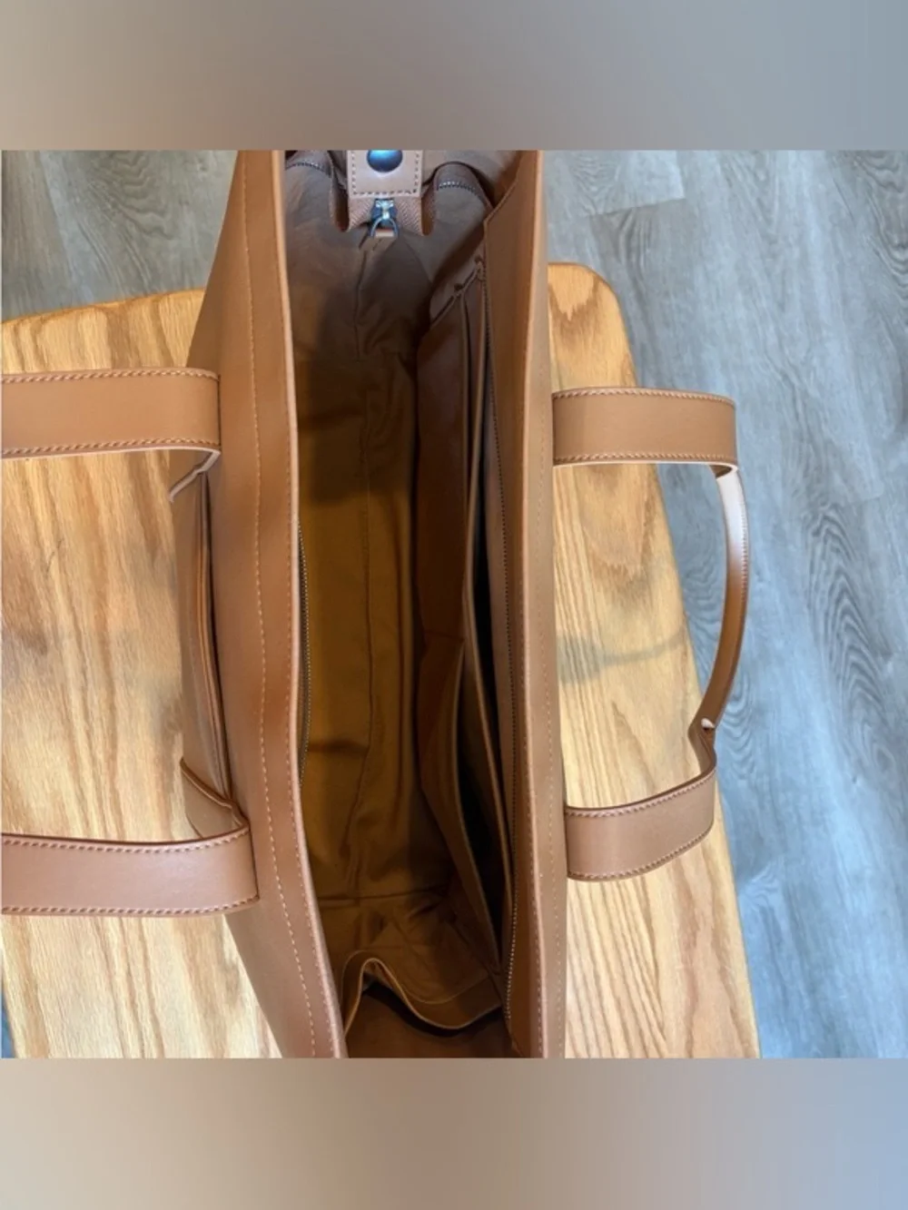 Monos Vegan Leather Metro Tote in Saddle Tan